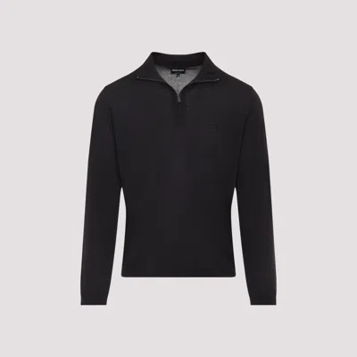 GIORGIO ARMANI DARK BROWN POLO SWEATER