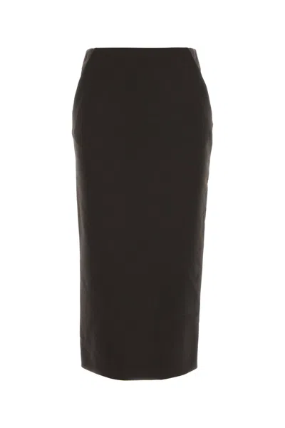 GIORGIO ARMANI GIORGIO ARMANI DARK BROWN STRETCH WOOL SKIRT