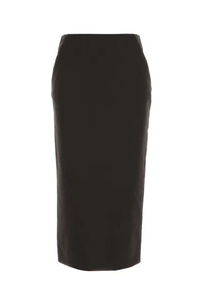 Giorgio Armani Knee-length Tailored Skirt With Subtle Back Slit In Brown