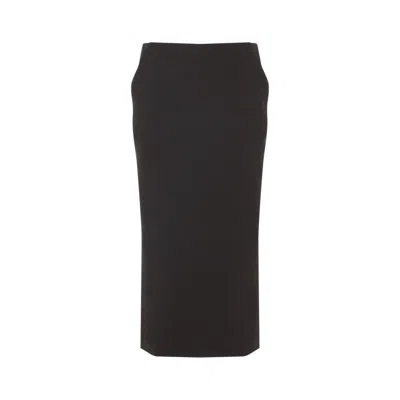 GIORGIO ARMANI DARK BROWN VIRGIN WOOL MIDI SKIRT