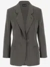 Giorgio Armani Dark Green Single-breasted Blazer In Gray