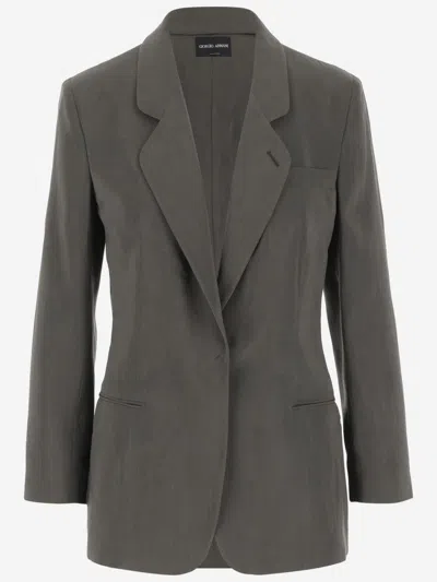 Giorgio Armani Dark Green Single-breasted Blazer