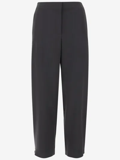 Giorgio Armani Dark Grey Cady Trousers In Black