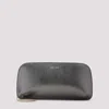Giorgio Armani Logo Metallic Leather Clutch In Dark Grey
