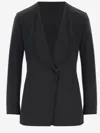 Giorgio Armani Dark Grey Single-breasted Blazer In Black