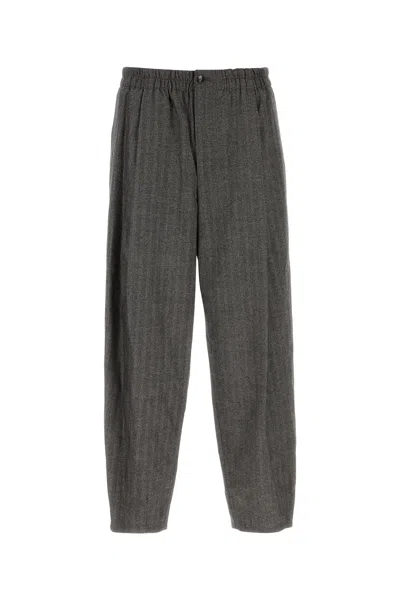 Giorgio Armani Wool Blend Pant With Back Pockets And Button Detail In Gray