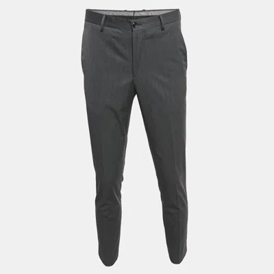 Pre-owned Giorgio Armani Dark Grey Wool Trousers M