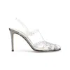 Giorgio Armani Crystal Embellished Leather Round Toe Pumps In Silver