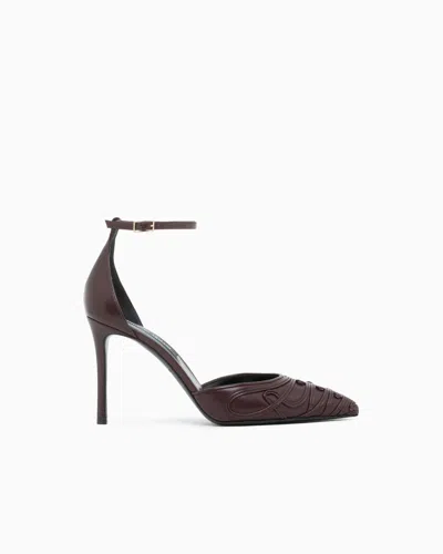 Giorgio Armani Decollete Shoe Leather Pumps In Brown