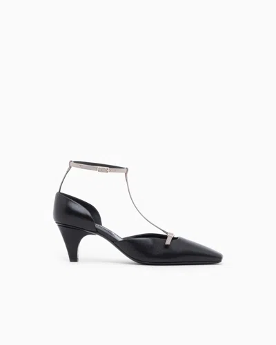 Giorgio Armani Decollete Shoe Leather Upper And Leather Lining And Sole In Black