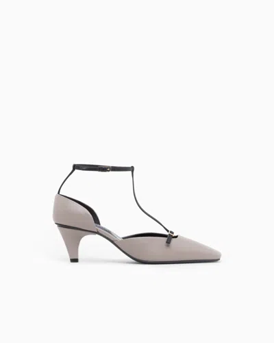 Giorgio Armani Decollete Shoe Leather Upper And Leather Lining And Sole In Neutral
