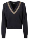 Giorgio Armani Ribbed-knit V-neck Sweater In Black