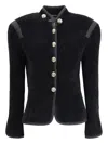 Giorgio Armani Women Silk Blazer With Decorative Metal Shank Buttons In Black