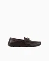Giorgio Armani Official Store Deerskin Loafers In Dark Brown