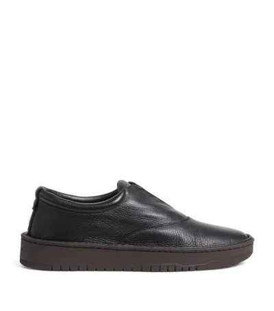 Giorgio Armani Deerskin Slippers In Black
