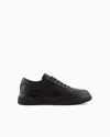 Giorgio Armani Official Store Deerskin Sneakers In Black