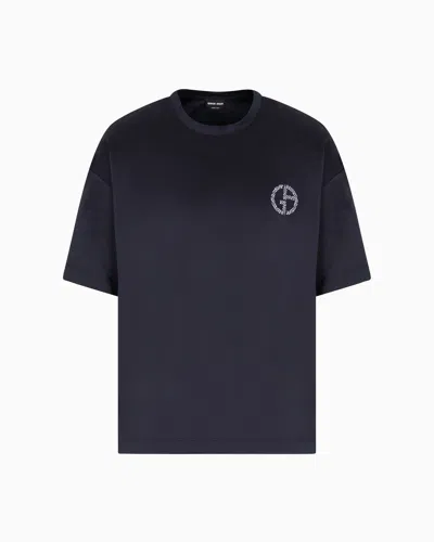 Giorgio Armani Denim Collection Cotton-interlock T-shirt In Blue