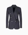 Giorgio Armani Denim Collection Double-breasted Jacket In Stretch Denim In Blue