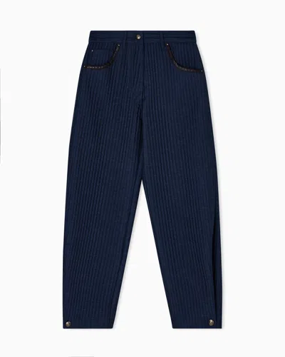 Giorgio Armani Denim Collection Five-pocket Trousers In Viscose, Cotton And Silk With A Quilted Motif In Blue