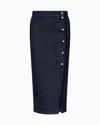 Giorgio Armani Denim Collection Midi Skirt In Stretch Denim In Blue