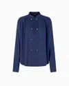 Giorgio Armani Denim Collection Triple Silk Georgette Shirt In Blue