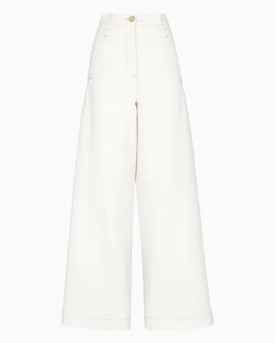 Giorgio Armani Official Store Denim Collection Wide-leg Trousers In Stretch Cotton Denim In White
