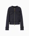 Giorgio Armani Denim Collection Zip-up Cardigan In Wool, Cotton And Cashmere In Blue