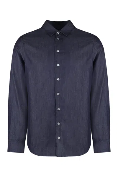 Giorgio Armani Denim Shirt In Blu