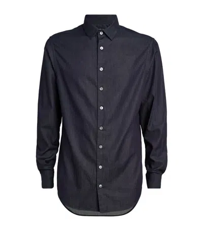 Giorgio Armani Denim Shirt In Blue