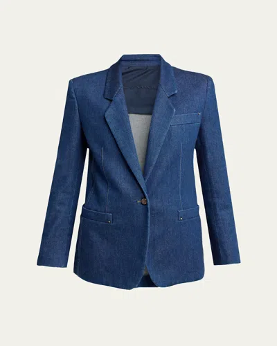 Giorgio Armani Denim Single-breasted Blazer Jacket In Blue