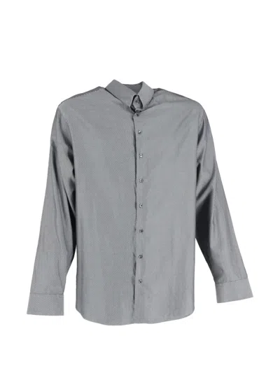 Pre-owned Giorgio Armani Diagonal Striped Long Sleeve Shirt In Gray