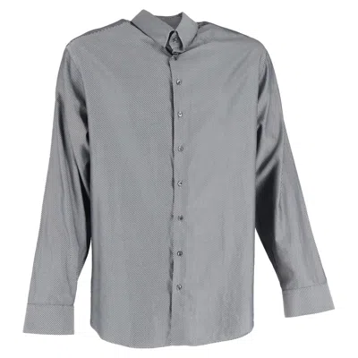 Giorgio Armani Diagonal Striped Long Sleeve Shirt In Grey Cotton In Gray