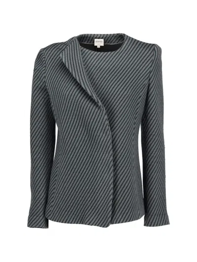 Pre-owned Giorgio Armani Diagonal-stripe Jacket In Gray