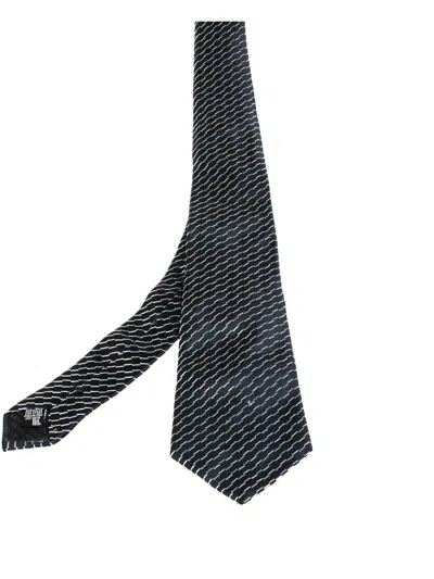 Pre-owned Giorgio Armani Diagonal-stripe Silk Tie In Blue