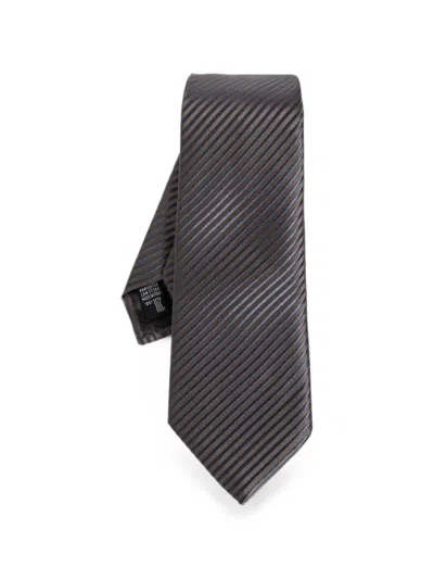 Giorgio Armani Diagonal-stripe Silk Tie In Brown