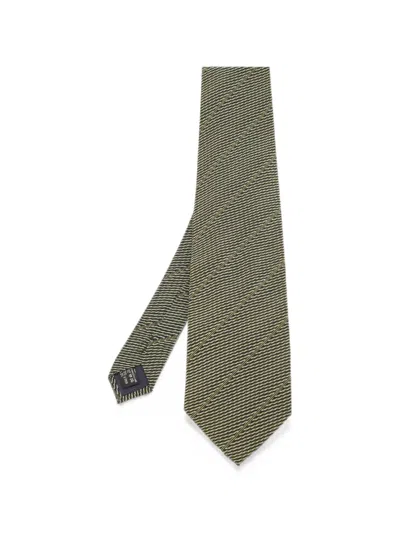 Pre-owned Giorgio Armani Diagonal-striped Silk Tie In Black