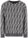 Giorgio Armani Diamond-intarsia Jumper In Grey