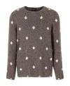 Giorgio Armani Diamond-jacquard Crew-neck Jumper In Brown
