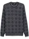 Giorgio Armani Jacquard Cashmere Sweater In Blue