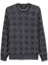 Giorgio Armani Jacquard Cashmere Sweater In Navy