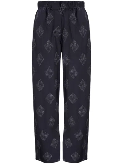 Giorgio Armani Diamond-print Straight-leg Trousers In Mb024