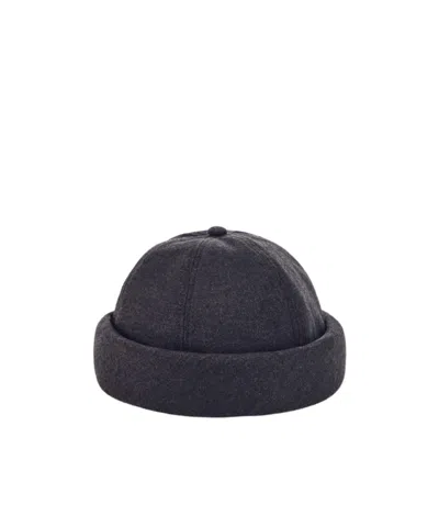Giorgio Armani Docker Hat In Wool And Cashmere With Leather Details In Brown