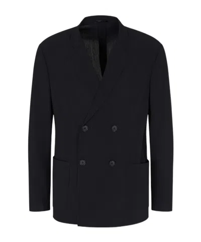 Giorgio Armani Double-breasted Blazer In Black