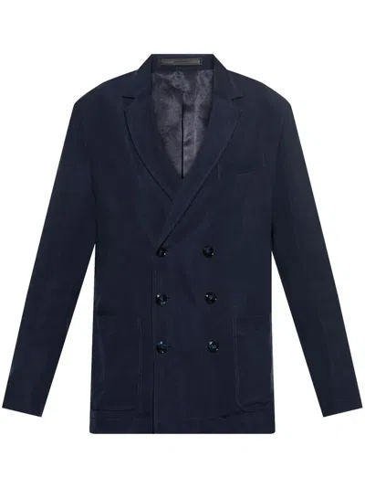 Giorgio Armani Double-breasted Blazer In Blue