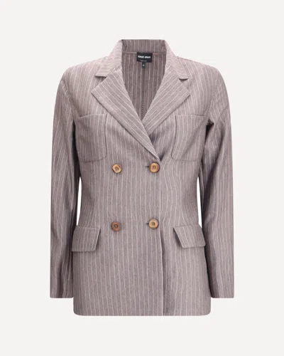 Giorgio Armani Double-breasted Blazer In Brown