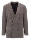 Giorgio Armani Double-breasted Blazer In Brown