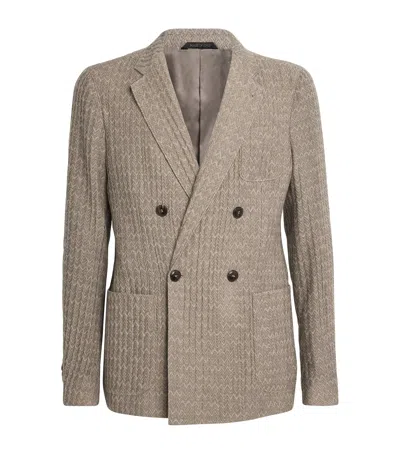 Giorgio Armani Double-breasted Blazer In Brown
