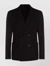 Giorgio Armani Official Store Icon Double-breasted Jacket In Fulled Cashmere Interlock In Black