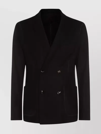 Giorgio Armani Double-breasted Blazer Featuring Notched Lapel In Black