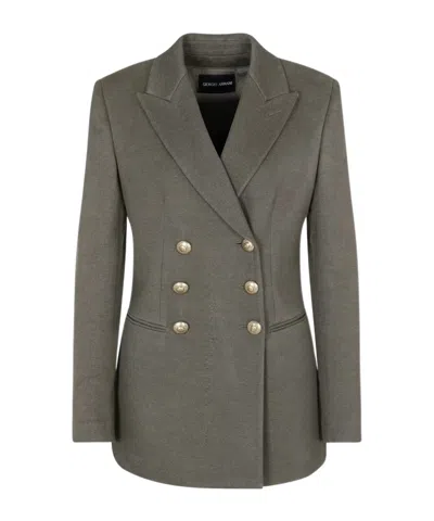 Giorgio Armani Double Breasted Blazer In Green